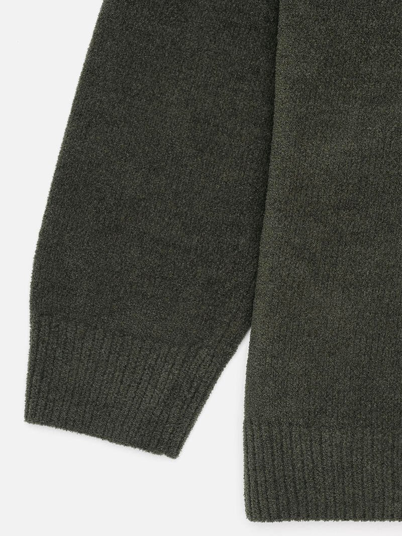 KUWALLA TEXTURED KNIT CREW SWEATER OLIVE