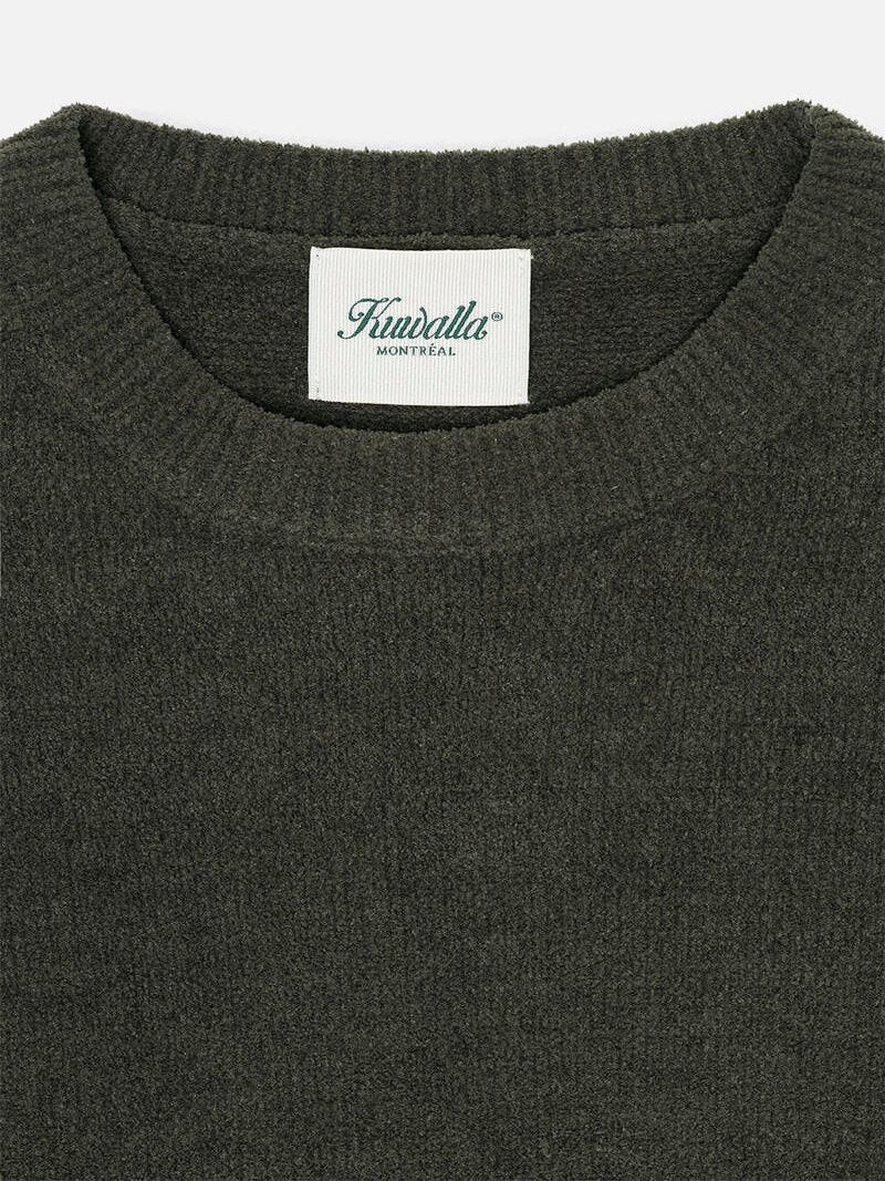 KUWALLA TEXTURED KNIT CREW SWEATER OLIVE