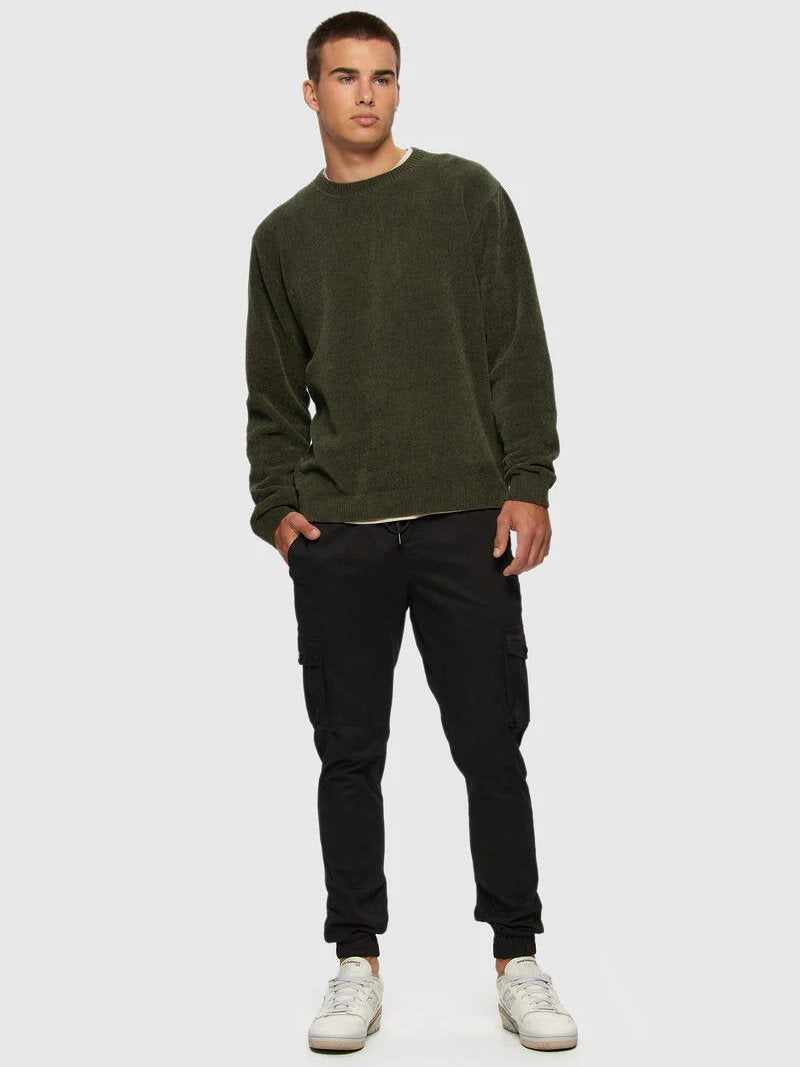 KUWALLA TEXTURED KNIT CREW SWEATER OLIVE