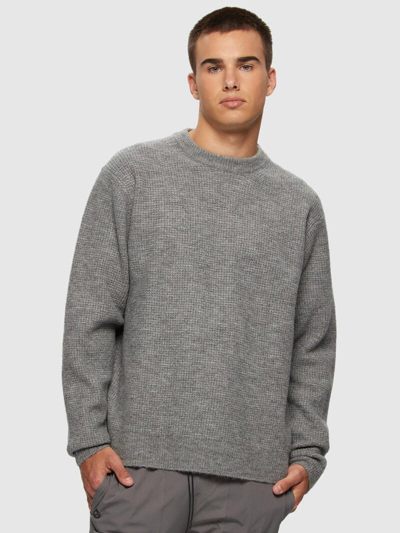 KUWALLA BRUSHED KNIT CREW SWEATER GREY