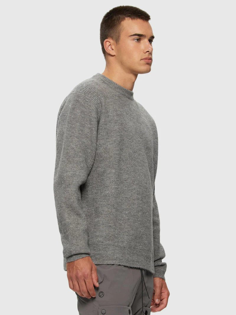 KUWALLA BRUSHED KNIT CREW SWEATER GREY