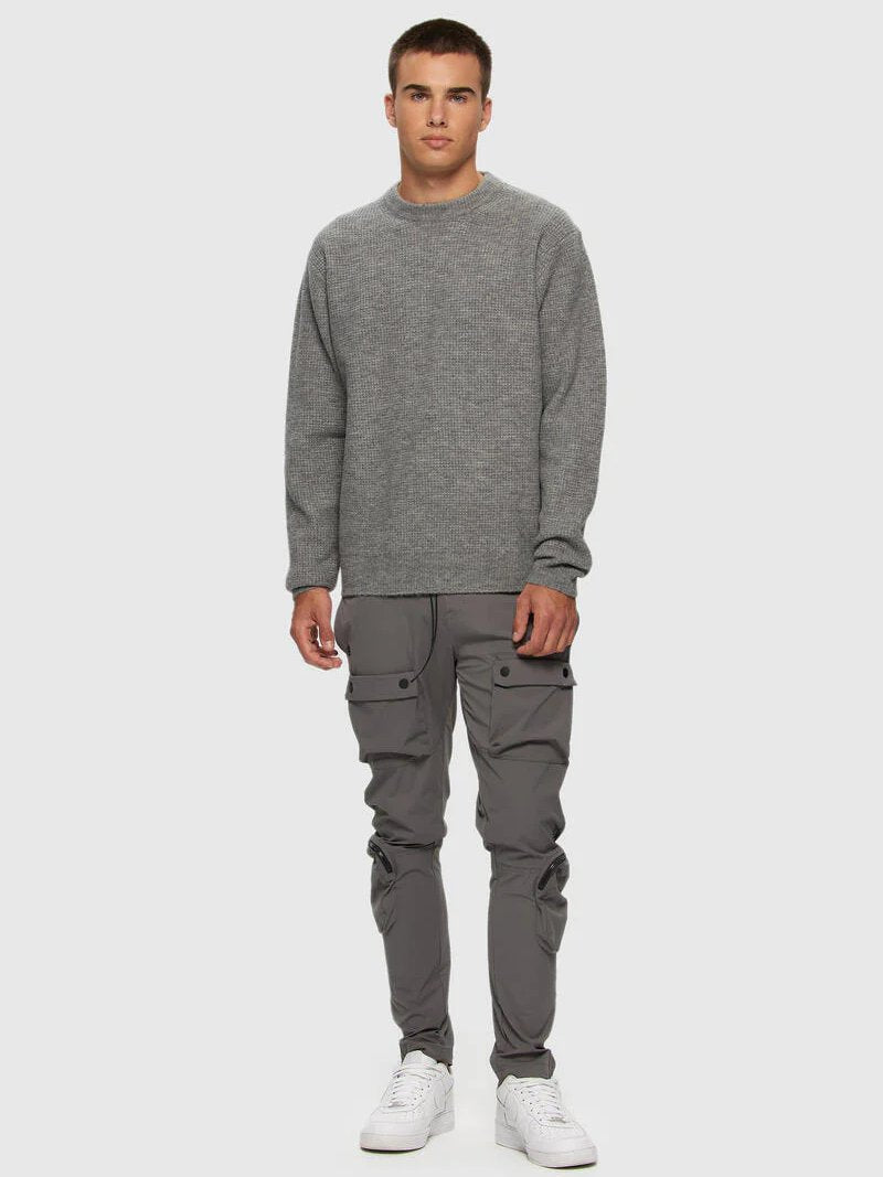 KUWALLA BRUSHED KNIT CREW SWEATER GREY