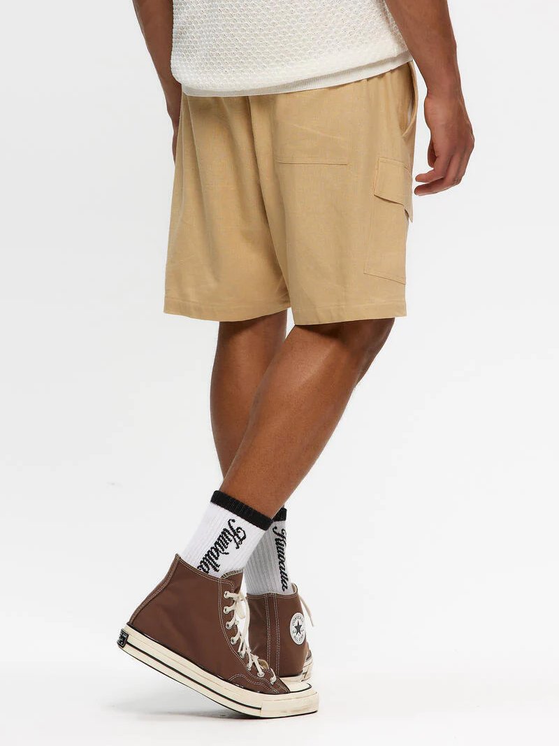 KUWALLA LINEN CARGO SHORT BEIGE