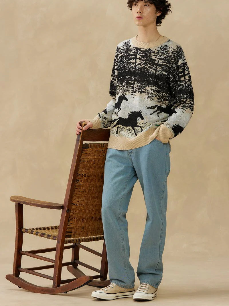 KUWALLA JACQUARD KNIT SWEATER WILD STALLION