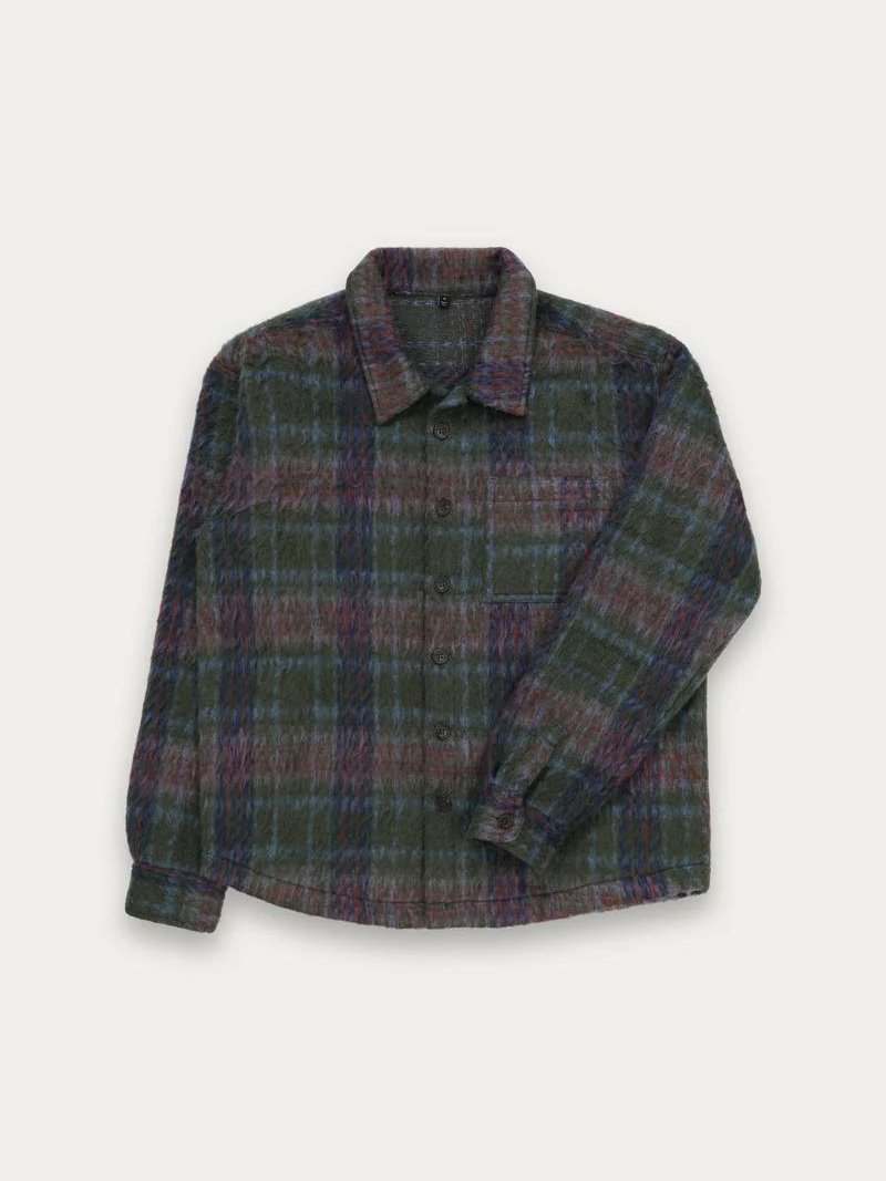 KUWALLA FAUX MOHAIR SHIRT GREEN