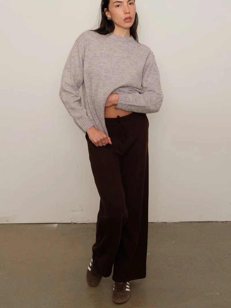 KUWALLA HEATHERED KNIT CREW SWEATER LAVENDER