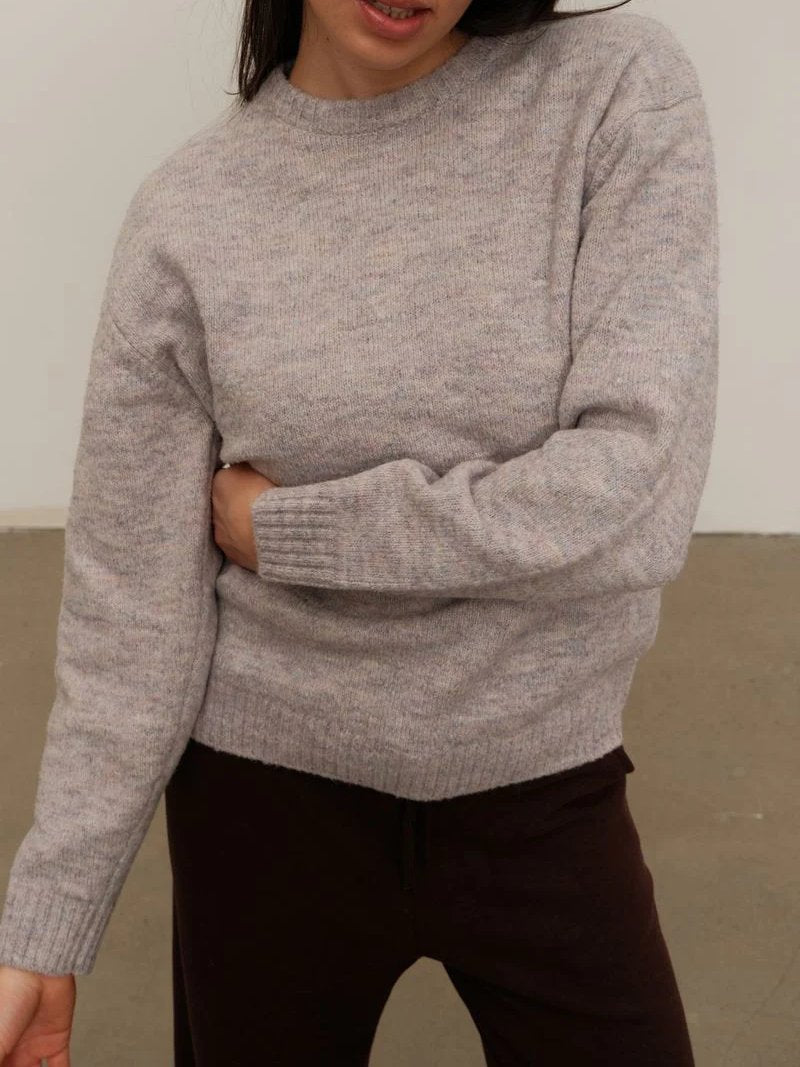 KUWALLA HEATHERED KNIT CREW SWEATER LAVENDER