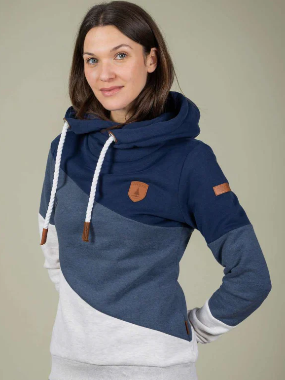 WANAKOME SELENE PULLOVER HOODED SWEATSHIRT NAVY/OXFORD BLUE