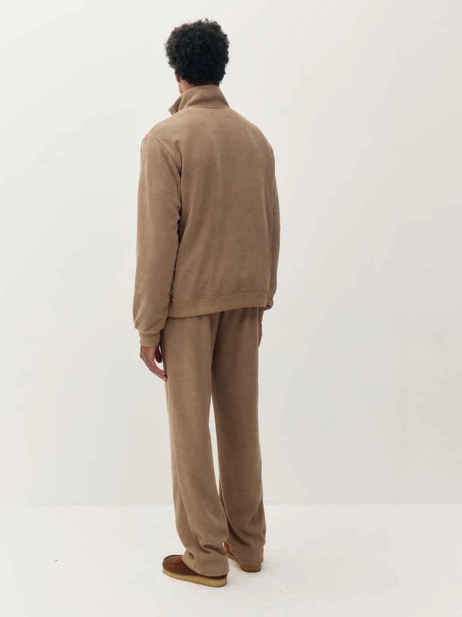 KUWALLA CHENILLE QUARTER ZIP UP SWEATER TAUPE