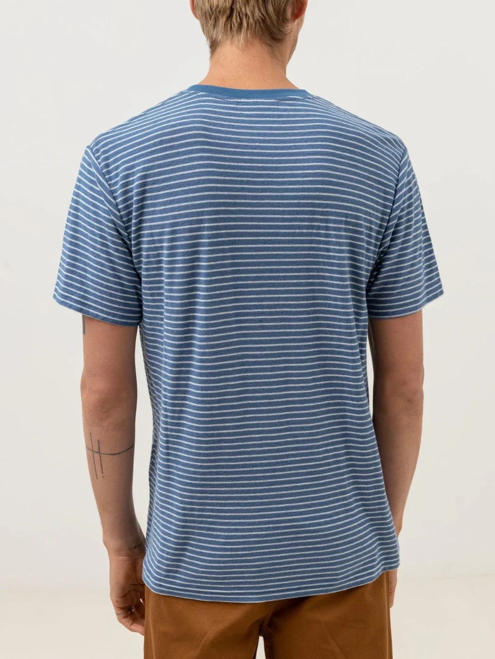 RHYTHM LINEN STRIPE T-SHIRT SLATE