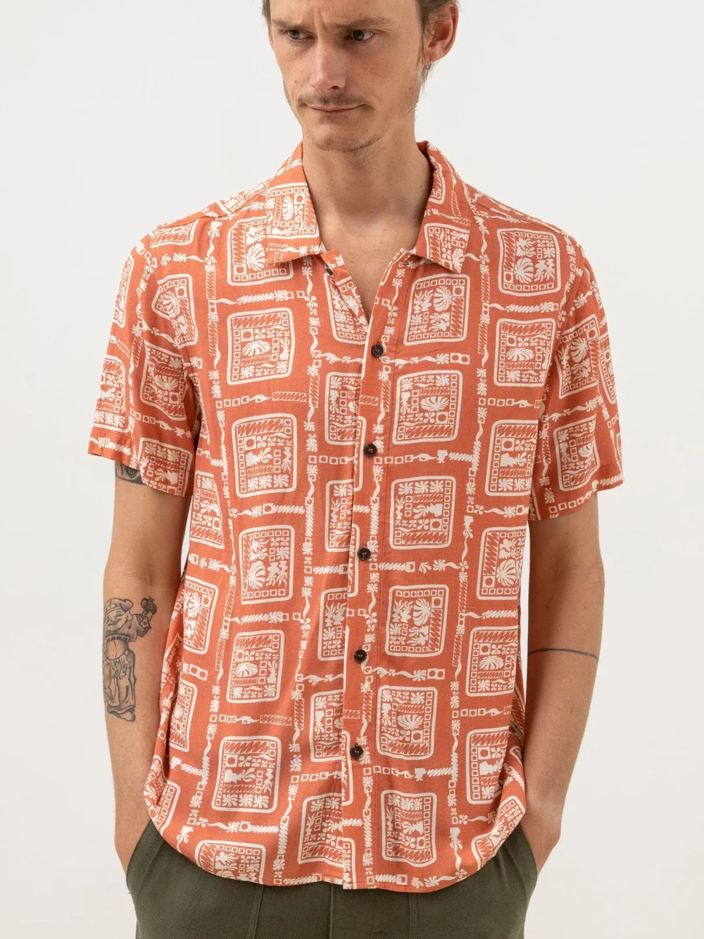 RHYTHM STAMP SHORT SLEEVE SHIRT SPICE