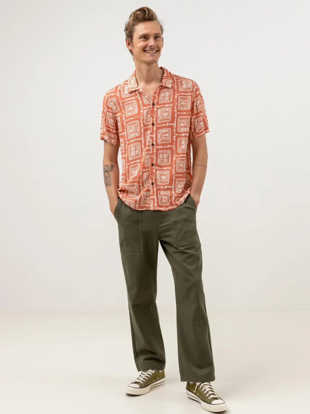 RHYTHM STAMP SHORT SLEEVE SHIRT SPICE