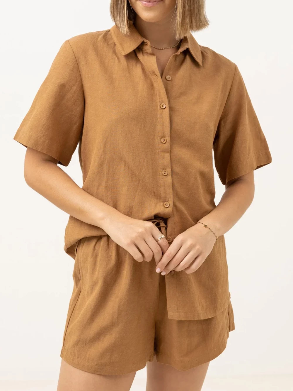 RHYTHM SUNRISE SHORT SLEEVE SHIRT TAN