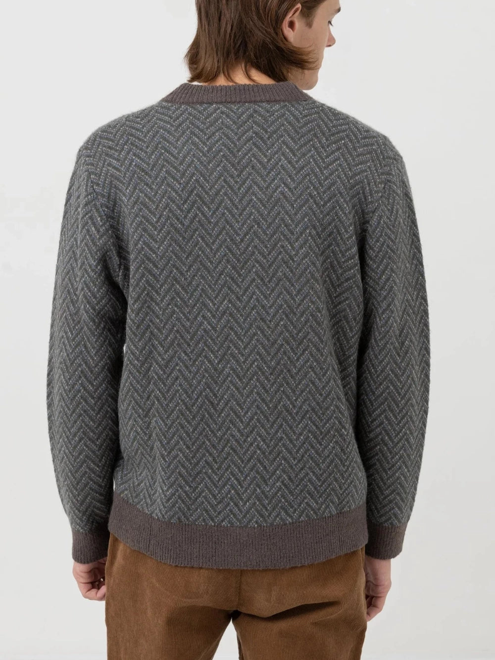 RHYTHM MOHAIR HERRINGBONE CARDIGAN PACIFIC
