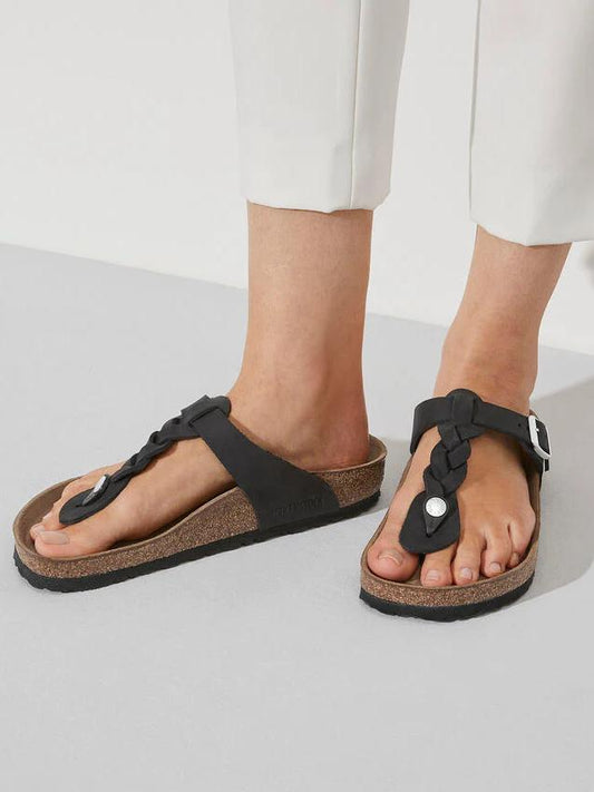 BIRKENSTOCK GIZEH BRAID OILED LEATHER BLACK