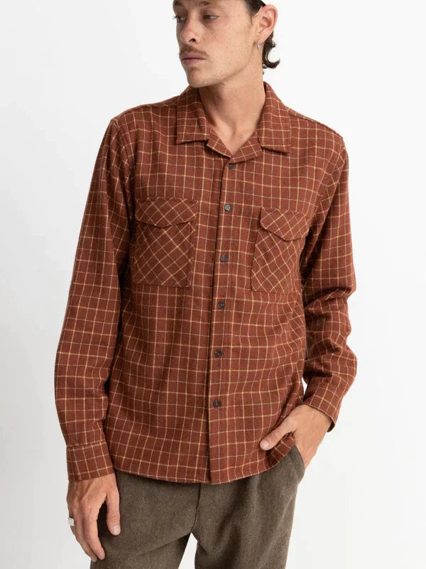 RHYTHM BOX LONG SLEEVE FLANNEL RUST