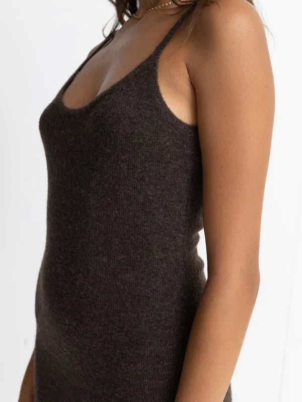 RHYTHM KNIT MIDI DRESS CHOCOLATE