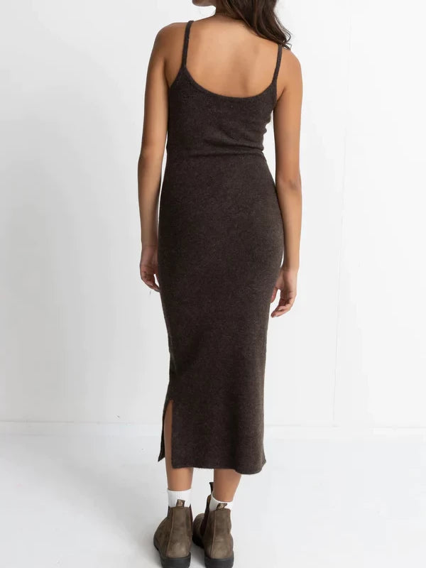 RHYTHM KNIT MIDI DRESS CHOCOLATE