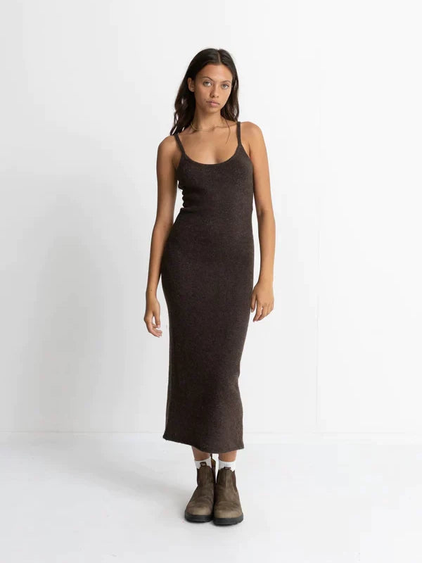 RHYTHM KNIT MIDI DRESS CHOCOLATE