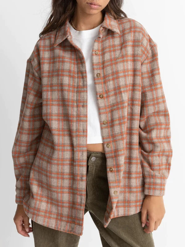 RHYTHM FLANNEL OVERSIZED SHIRT ORANGE