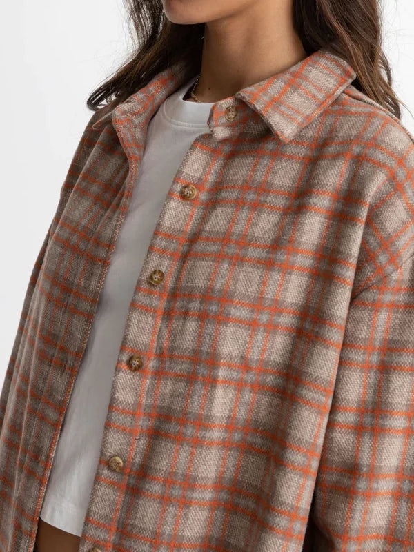 RHYTHM FLANNEL OVERSIZED SHIRT ORANGE