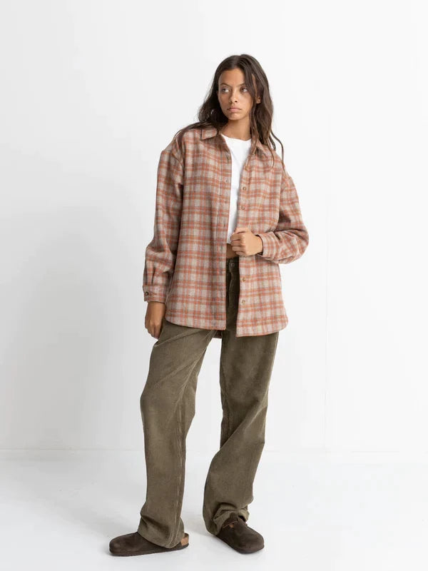 RHYTHM FLANNEL OVERSIZED SHIRT ORANGE