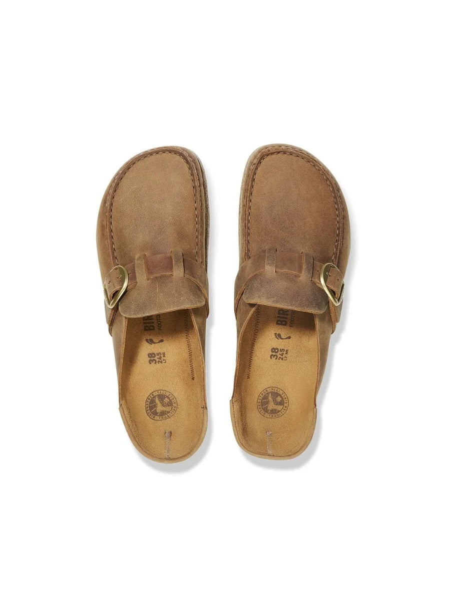 BIRKENSTOCK BUCKLEY OILED LEATHER CLOG COGNAC