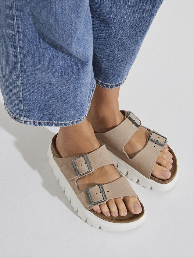BIRKENSTOCK ARIZONA CHUNKY SUEDE LEATHER WARM SAND