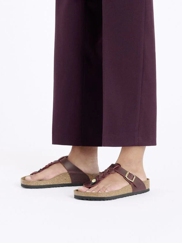 BIRKENSTOCK GIZEH BRAIDED ZINFANDEL OILED LEATHER