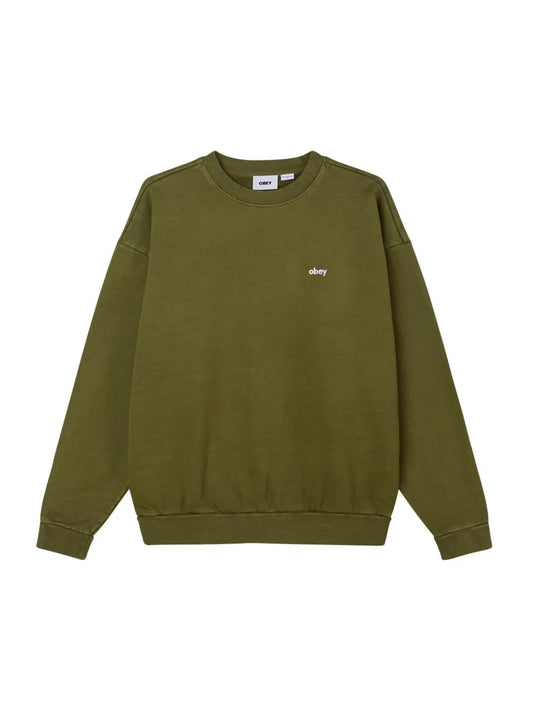 OBEY LOWERCASE PIGMENT CREWNECK PIGMENT MOSS GREEN