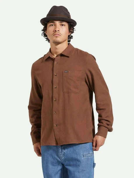 BRIXTON HASTING LW FLANNEL PINECONE BROWN