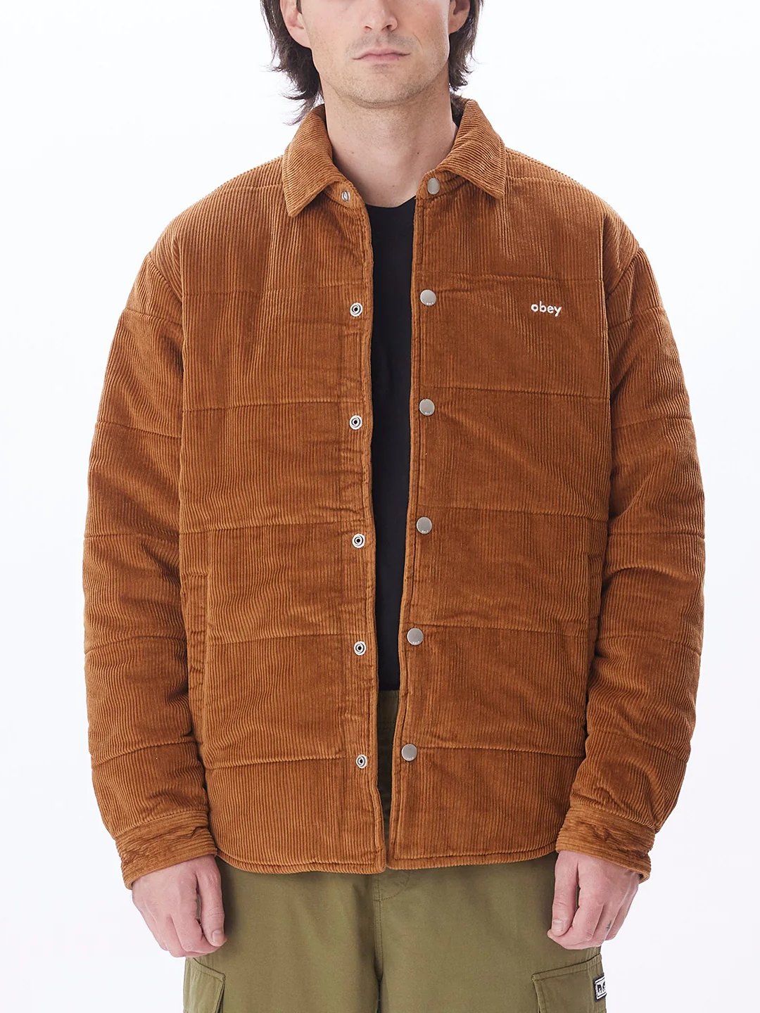 OBEY GRAND CORD SHIRT JACKET CATECHU WOOD
