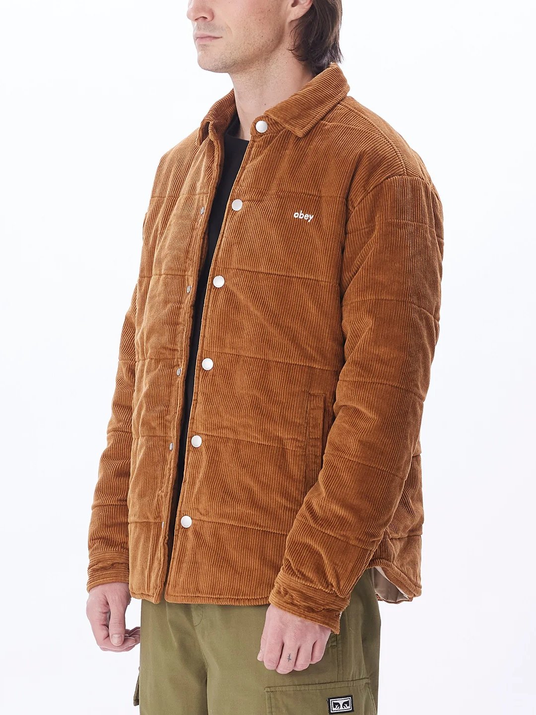 OBEY GRAND CORD SHIRT JACKET CATECHU WOOD