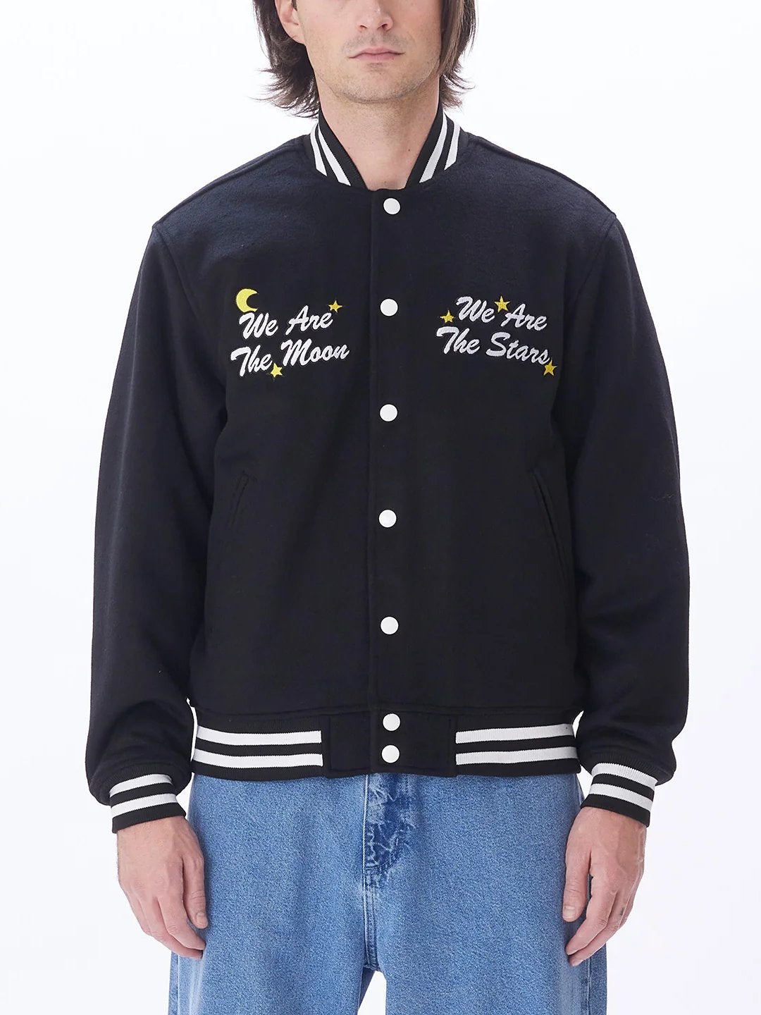 OBEY WIZARD VARSITY JACKET BLACK