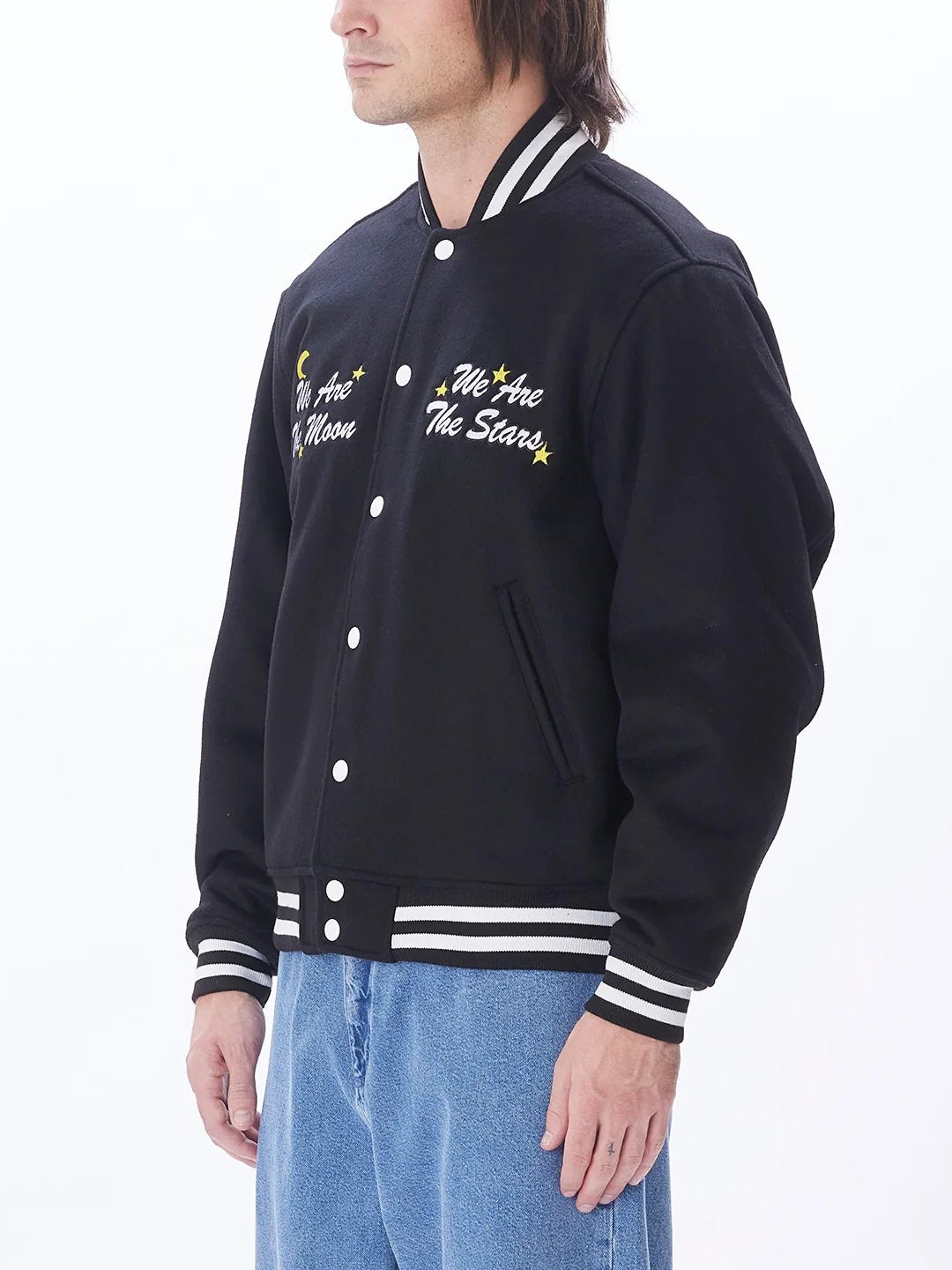 OBEY WIZARD VARSITY JACKET BLACK