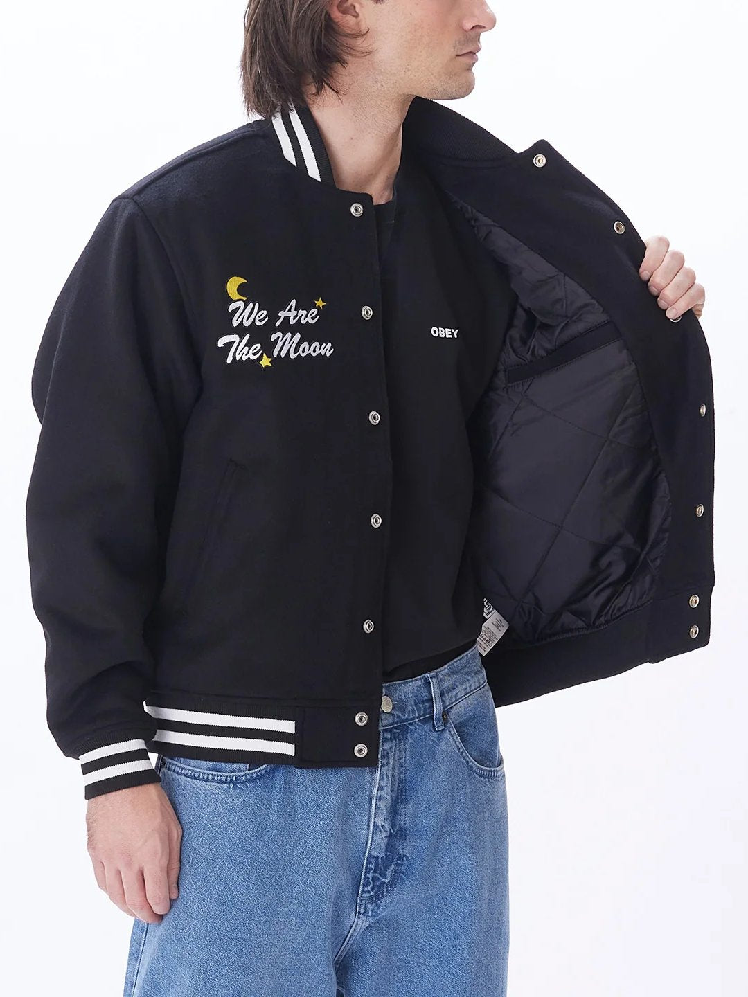 OBEY WIZARD VARSITY JACKET BLACK