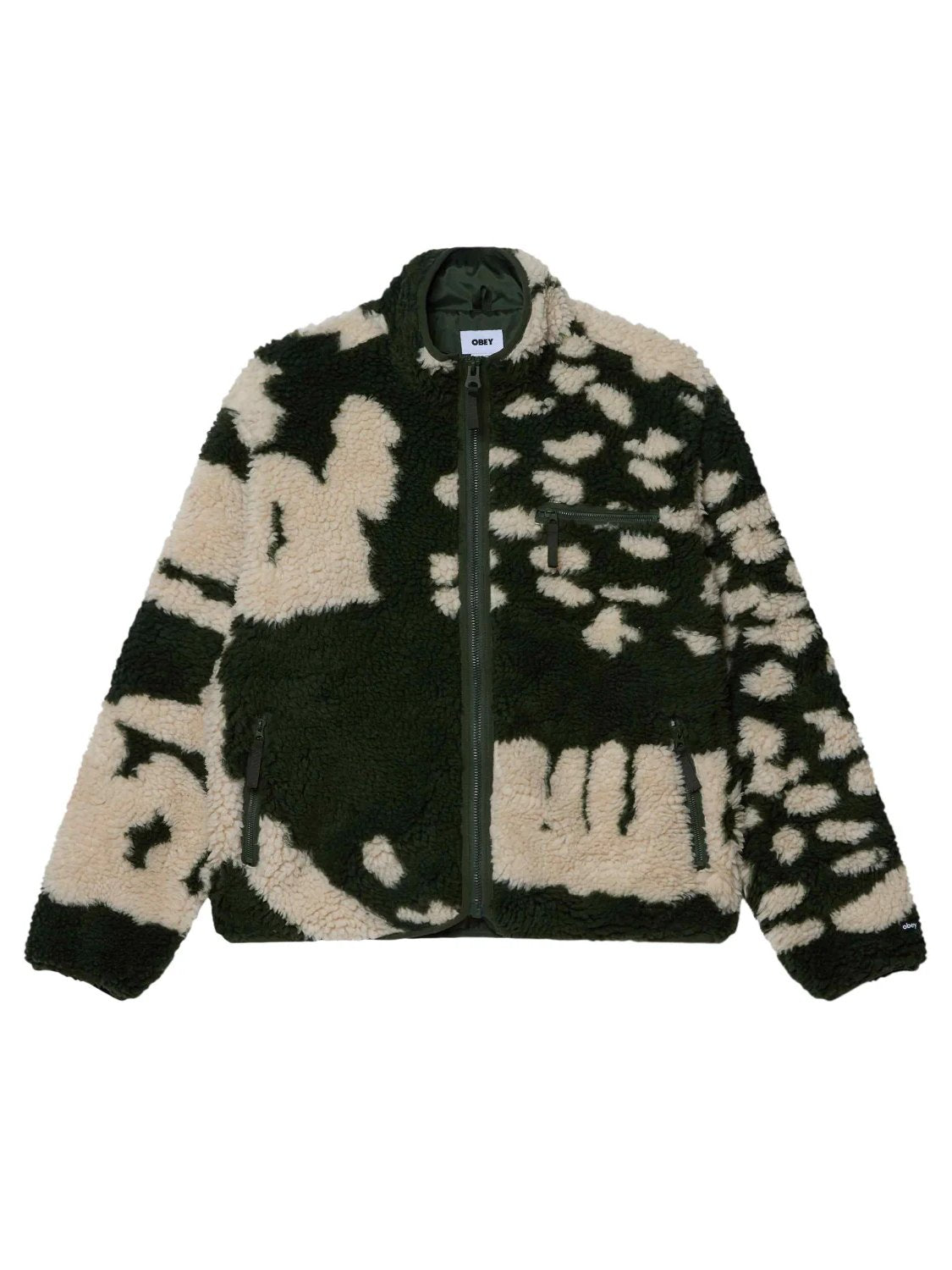 OBEY SHAGGY SHERPA JACKET KOMBU GREEN MULTI
