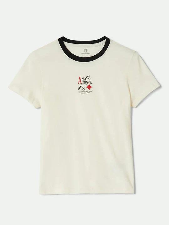 BRIXTON ACES FITTED CREW T-SHIRT OFF WHITE/BLACK