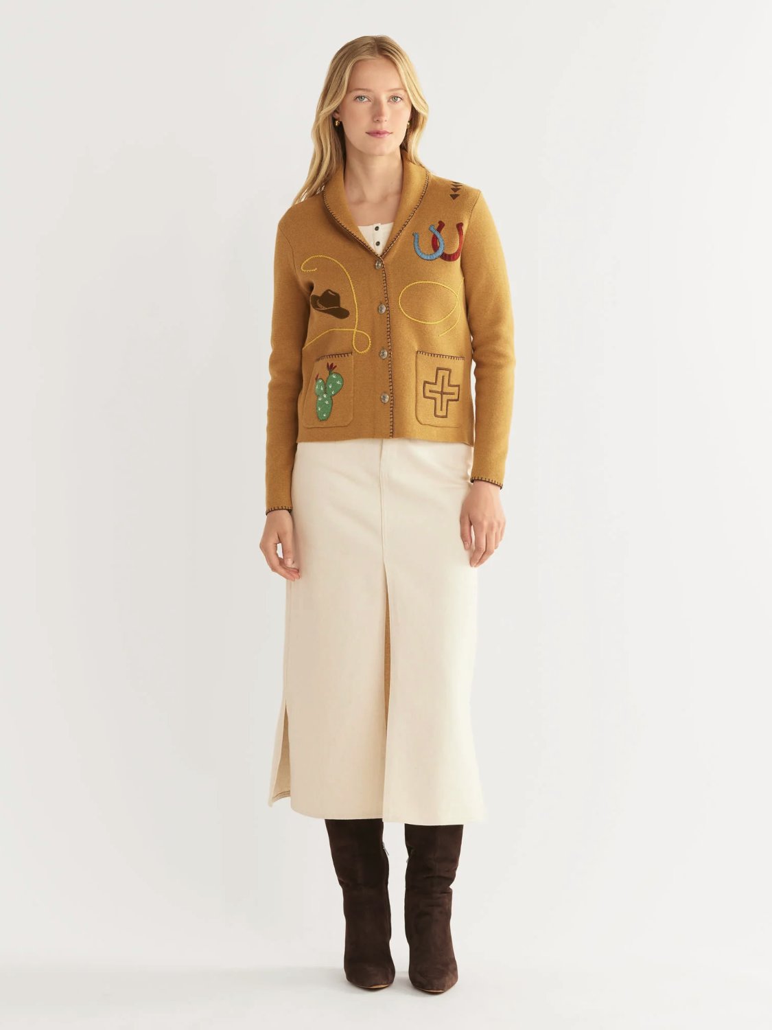 PENDLETON WESTERN SOUVENIR CARDIGAN BROWN