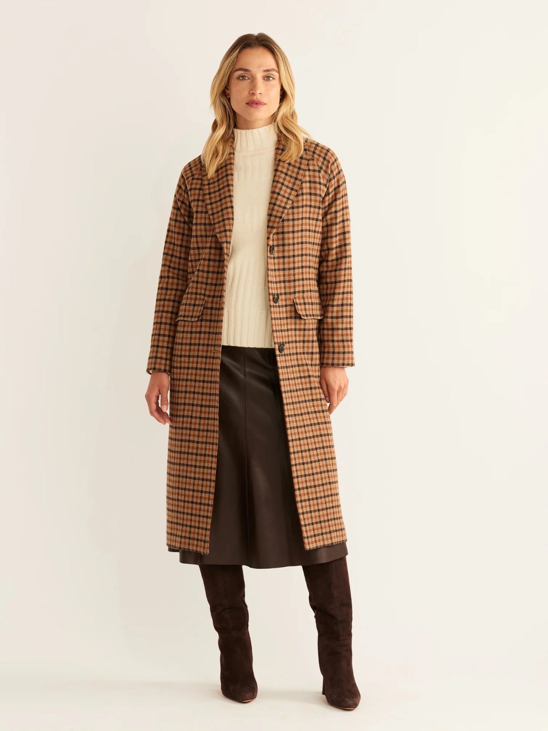 PENDLETON BROOKLYN WOOL COAT TAN MIX MULTI CHECK