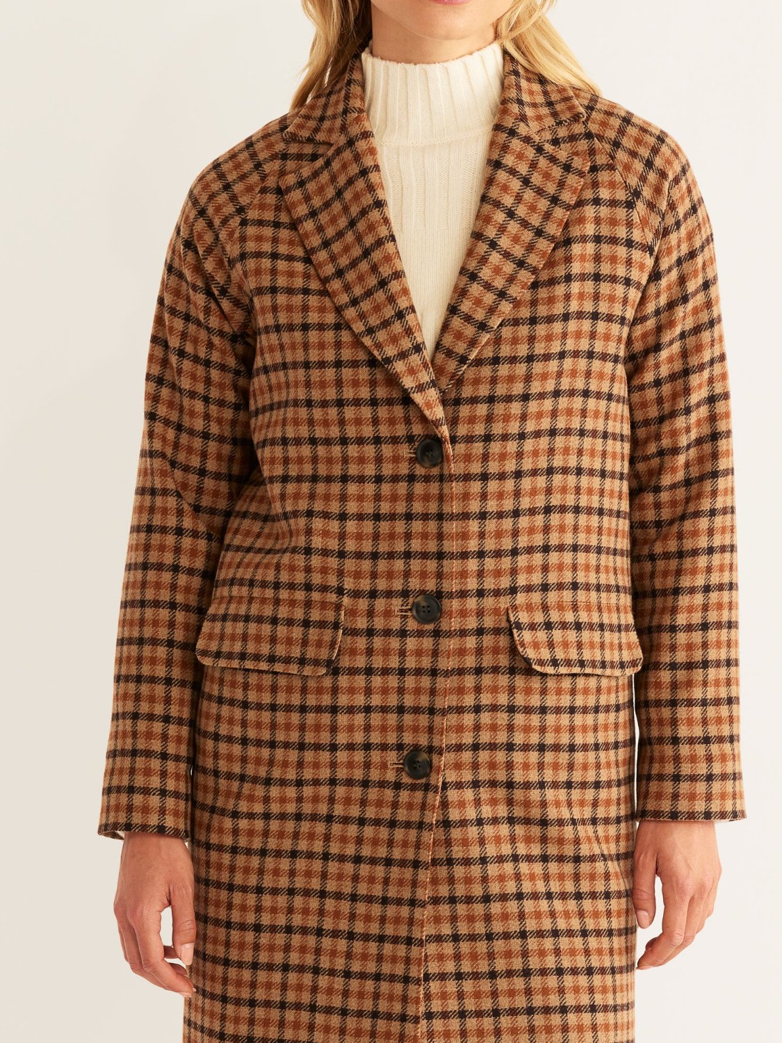 PENDLETON BROOKLYN WOOL COAT TAN MIX MULTI CHECK
