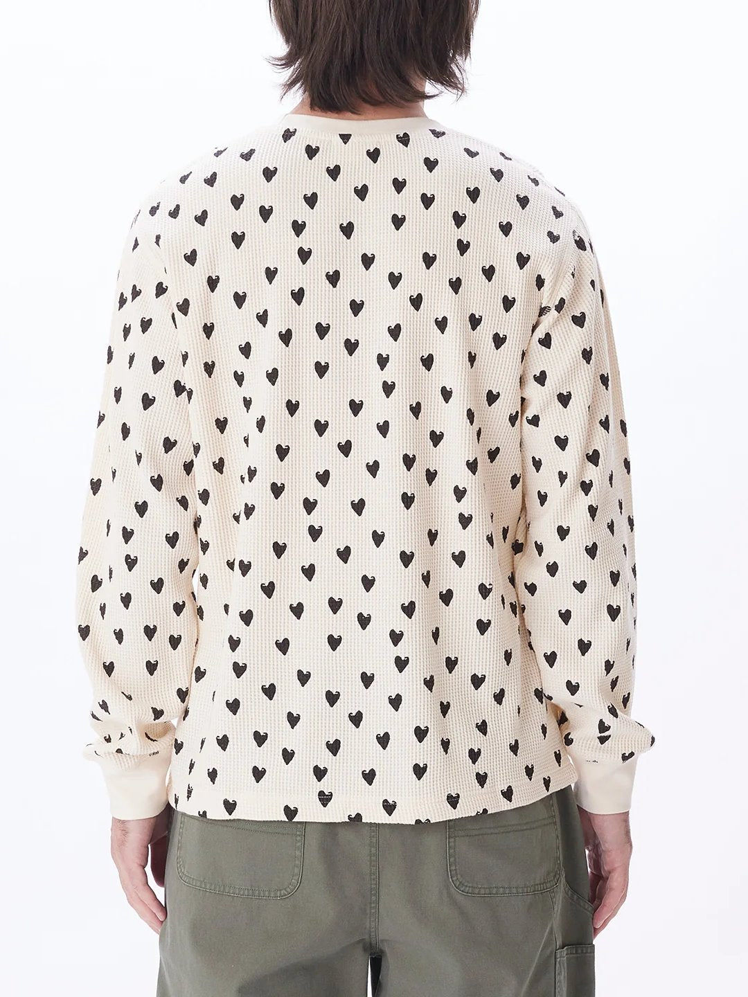 OBEY HEARTS THERMAL LONG SLEEVE UNBLEACHED BLACK