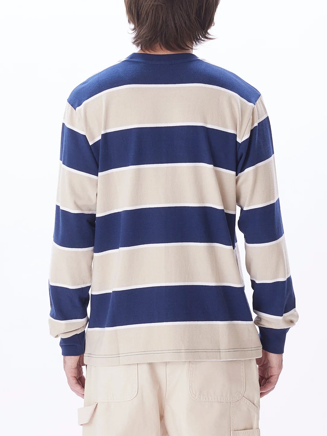 OBEY BRYON STRIPE LONG SLEEVE SHIRT ACADEMY NAVY MULTI
