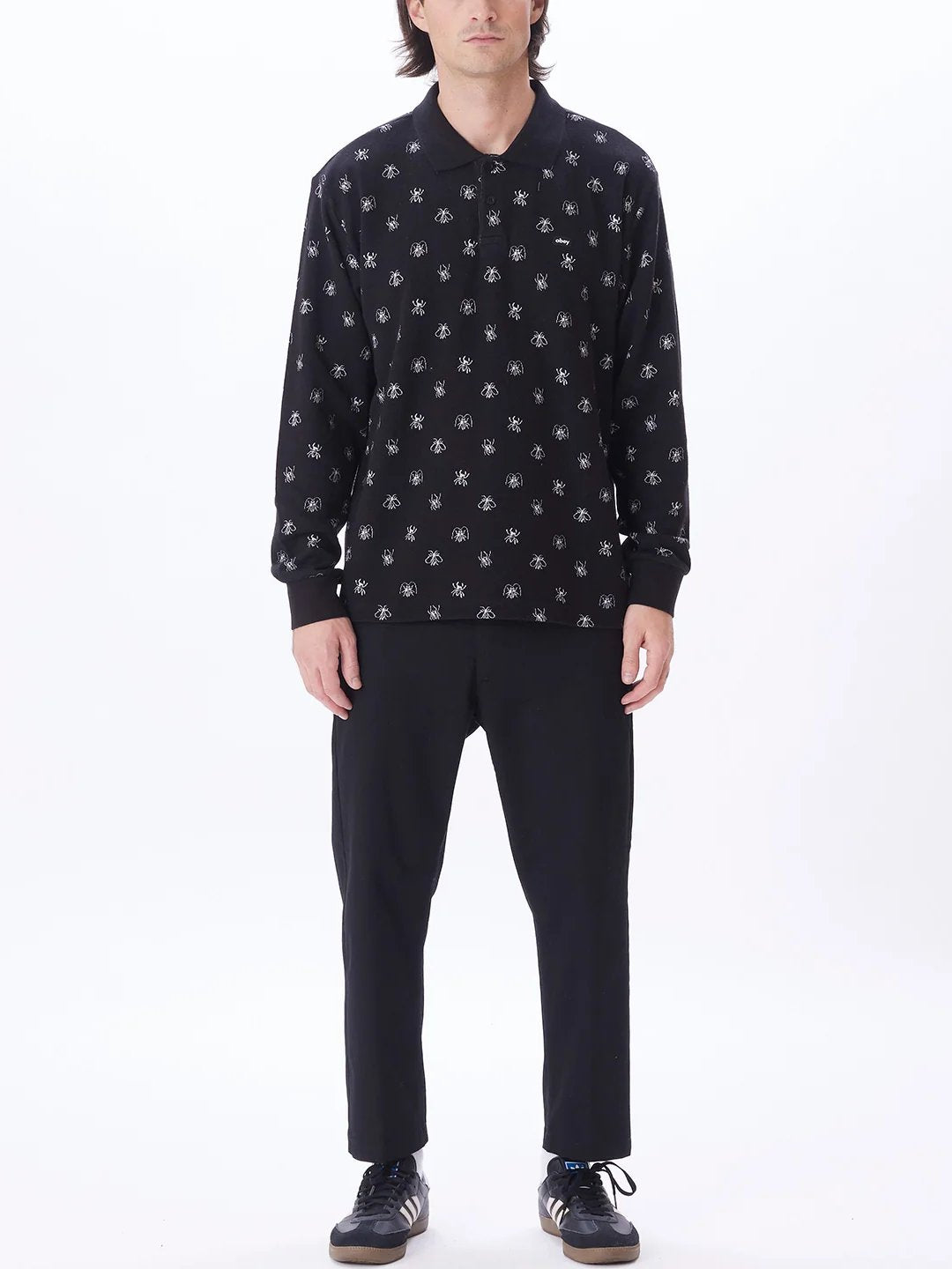 OBEY PEST JAQUARD LONG SLEEVE POLO BLACK MULTI