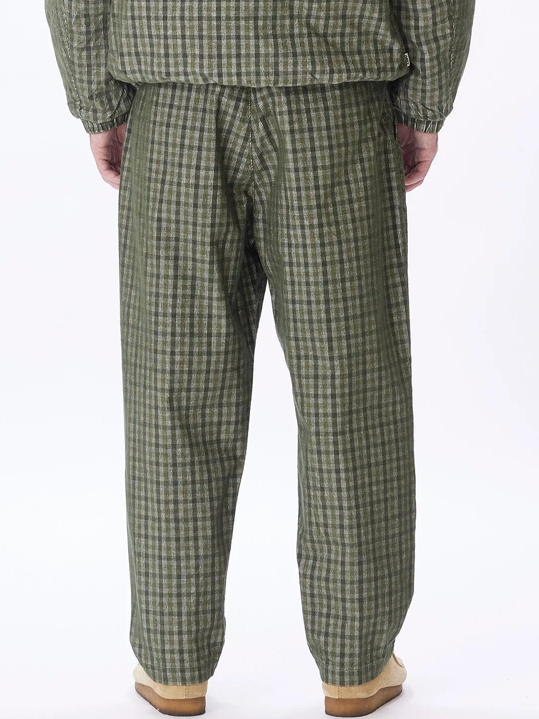 OBEY FUBAR PLEATED PLAID CORD PANT KOMBU GREEN