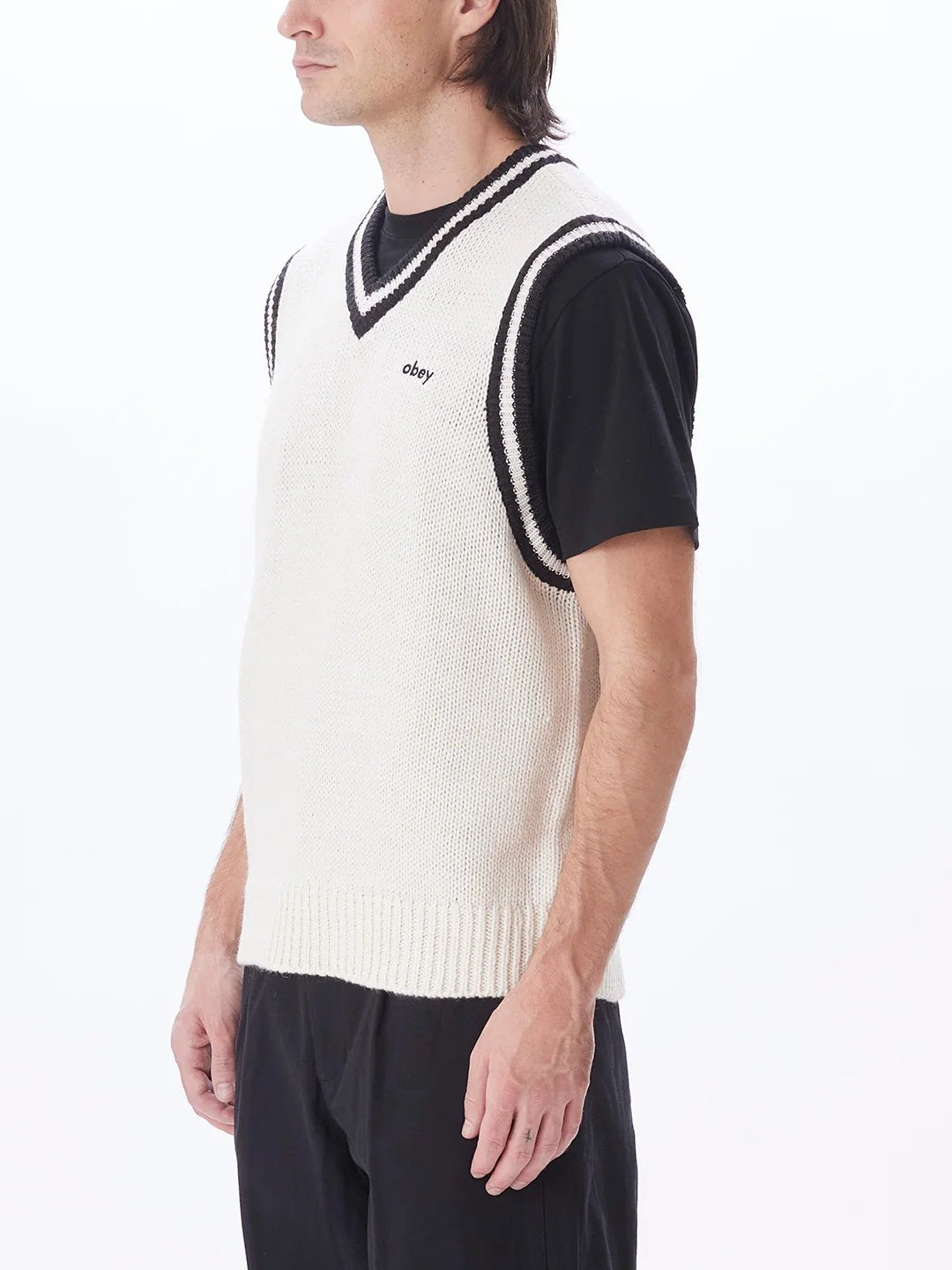 OBEY ALDEN SWEATER VEST UNBLEACHED SIDE