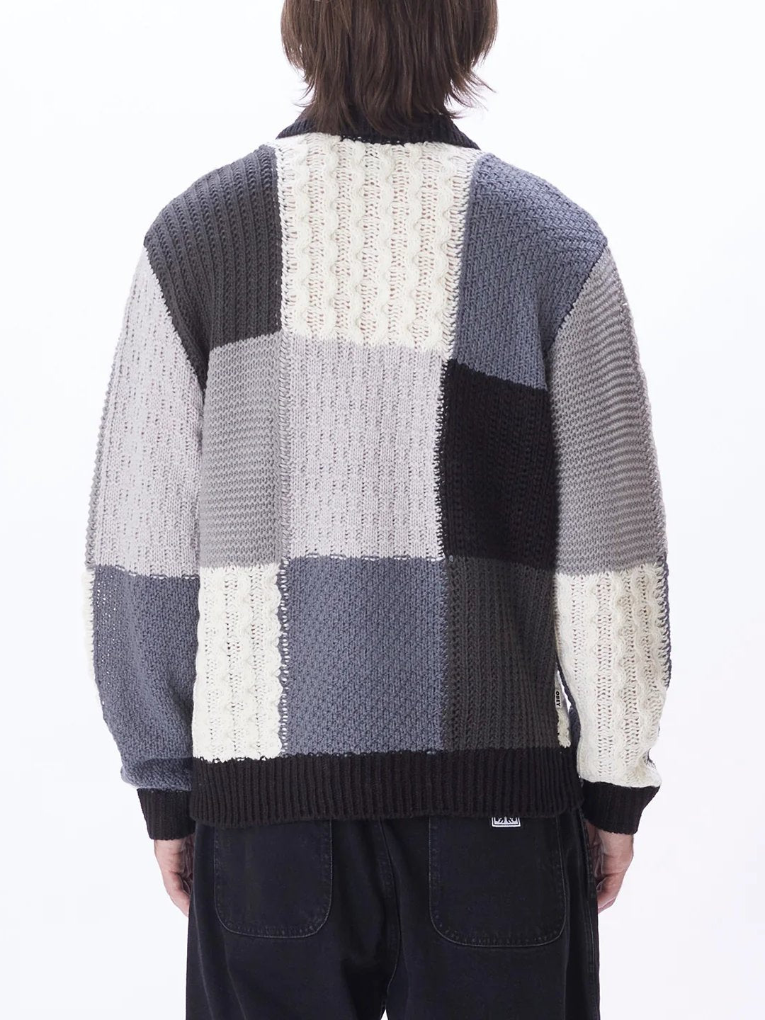 OBEY OLIVER PATCHWORK SWEATER BLACK MULTI