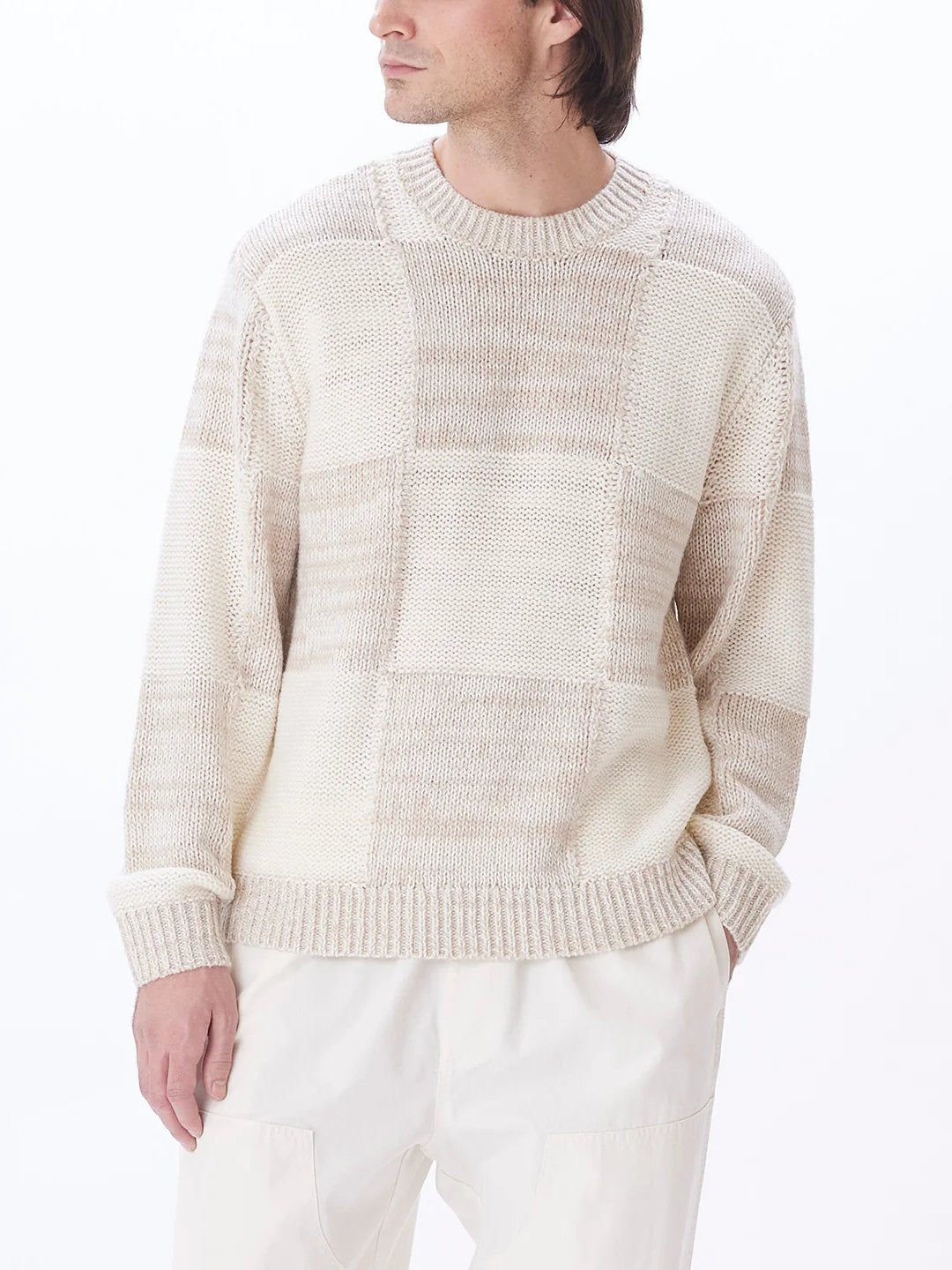 OBEY DOMINIC SWEATER SILVER GREY MULTI