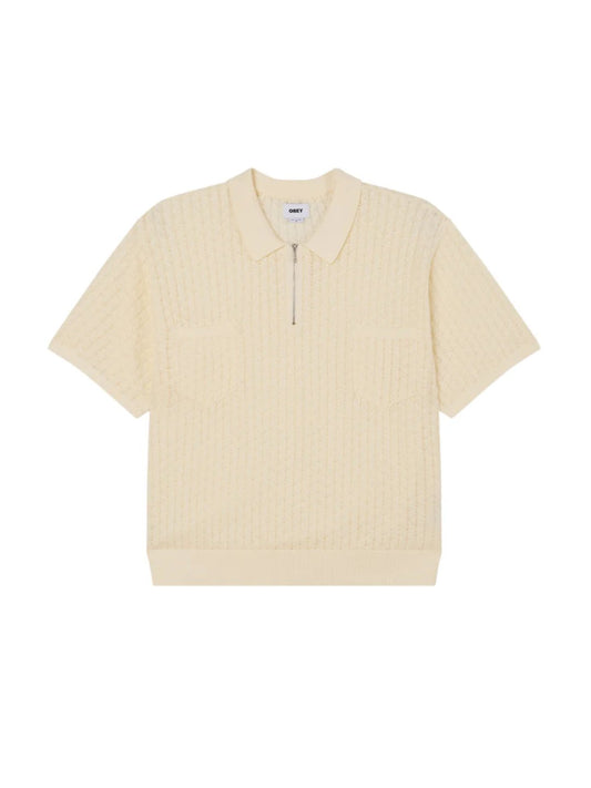 OBEY GRANT QUARTER ZIP SWEATER BIRCH