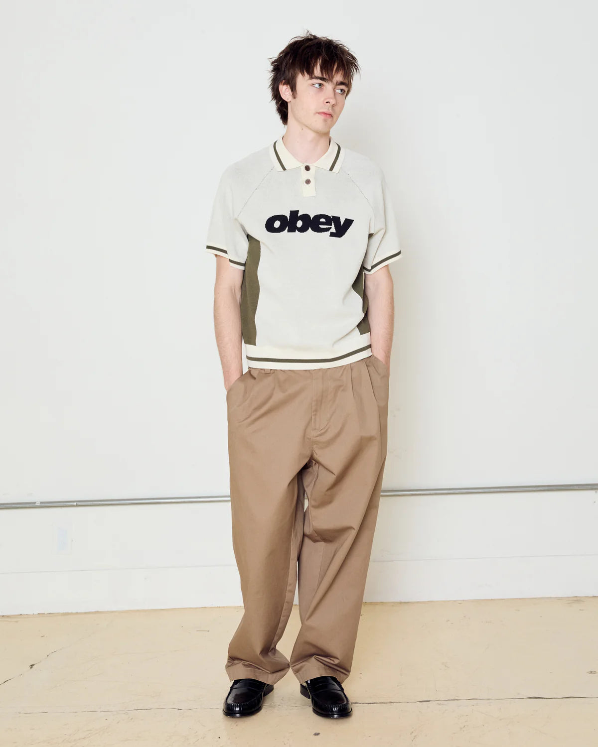OBEY SPORT POLO SWEATER UNBLEACHED MULTI